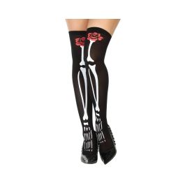 Collants Noirs Femme Halloween Hauteur Haute avec Motif Crânes et Roses Rouges, Idéal pour Déguisement Catrina et Style Gothique Precio: 10.7900004. SKU: B18WY3E8BT