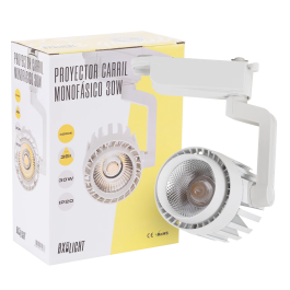 BX3 LIGHT Projecteur LED sur rail 30W Faith BX3-FC-D-30-W, 2600 lm, 4000K, monophasé, 40000h, pour magasins et expositions