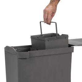 Emuca Poubelles de recyclage pour la cuisine, 2 x 14L, fixation inférieure et extraction automatique, Acier et Plastique, Gris antracite