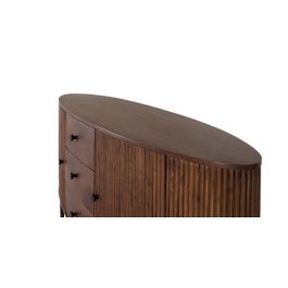 GINER Y COLOMER - Buffet 2 portes et 3 tiroirs en bois d'acacia avec pieds en métal, finition noyer - 180 cm de large