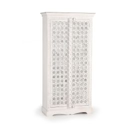 GINER Y COLOMER - Armoire en bois de manguier blanc avec style géométrique, incrustations et miroir, 2 portes, 3 étagères intérieures Precio: 1523.988. SKU: B1E9NLX5PD