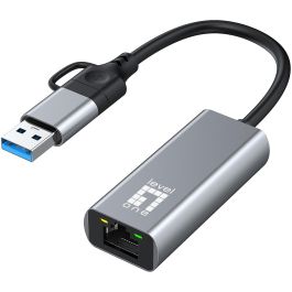 Level One USB-0423 Adaptateur USB-C USB-A vers RJ45 Ethernet 2.5 Gigabit Gris