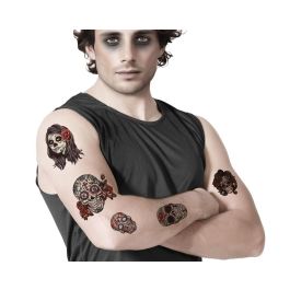 Tatouages temporaux multicolores crânes et roses pour fête Dia de los Muertos - Décoration corps artistique mexicaine Precio: 9.8900004. SKU: B1FTF5FWHV