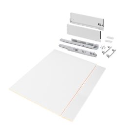 Emuca Kit de tiroirs pour cuisine ou salle de bains Vertex avec réglages 3D, hauteur 178mm, avec panneaux inclus, module 900mm, Peint en blanc
