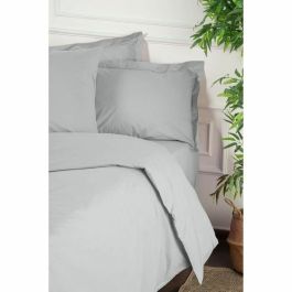 Ensemble de literie - 1 housse de couette 220x240 cm + 2 taies d'oreiller 60x60 cm - 100% coton renforcé - Gris
