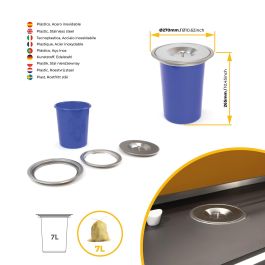 Emuca Poubelle encastrable sur le plan de travail Recycle, 1 bac extractible 7 litres, Acier inoxydable et Plastique