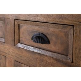 GINER Y COLOMER - Buffet haut en bois de manguier avec 6 portes vitrées et 6 tiroirs - Finition noisette - Dimensions : 72x37x? cm