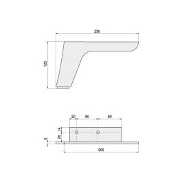 Q&Q Pata Metálica Taba H125 Mano Derecha Pied de meuble Hauteur 125mm Métal
