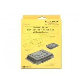 DELOCK Konverter USB 3.0 zu SATA 6 Gb/s / IDE 40 Pin / IDE 44 Pin mit Backup Funktion