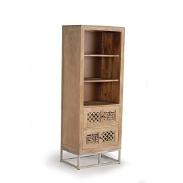 GINER Y COLOMER - Buffet bibliothèque 2 tiroirs en bois de manguier avec pieds en métal et détails sculptés à la main - Couleur Naturel Precio: 1007.988. SKU: B1FKWSTBJW