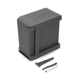 Emuca Poubelles de recyclage pour la cuisine, 2 x 14L, fixation inférieure et extraction automatique, Acier et Plastique, Gris antracite