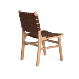 GINER Y COLOMER - 2 Chaises en Bois de Caoutchouc Naturel et Marron avec Assise en P.U. Tressé - Design Contemporain - H86 x L50 x P57cm - 12 kg