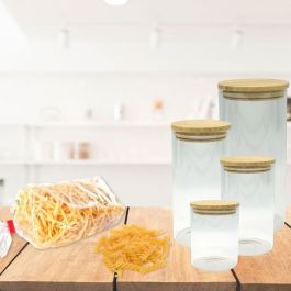 Fackelmann FAC3176239998030 Ensemble de 4 récipients de stockage en verre avec couvercle en bambou