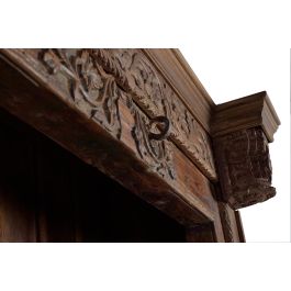 GINER Y COLOMER Bibliothèque en bois de manguier et bois récupéré, 4 étagères, design unique, marron, 222x142x56 cm