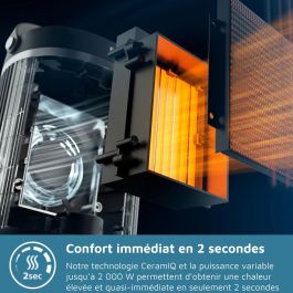 Philips Radiateur soufflant connecté série 3000 IA 2000 W avec oscillation 45°, réglable via app, 5 modes, silencieux 24dB, gris foncé