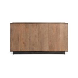 GINER Y COLOMER - Buffet 3 portes en bois de manguier avec ouverture push, design minimaliste et structure métal noir - 150 cm de large, 81 cm de haut, 44 cm de profondeur Precio: 1199.988. SKU: B16QCLTCYE