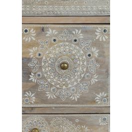 Giner y Colomer - Table téléphone avec 7 tiroirs en bois massif de manguier naturel, meuble auxiliare artisanal, finition peinte à la main