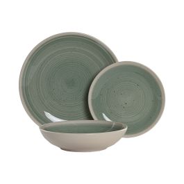 Assiettes Home ESPRIT Blanc Vert Grès 18 Pièces