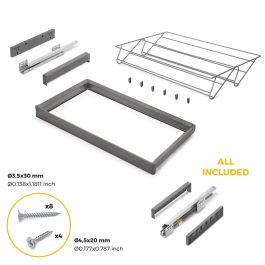 Emuca Kit tiroir à chaussures et rack ajustable Quartz pour armoires, glissières extension totale et à fermeture douce, Module 80cm, Finition Titane
