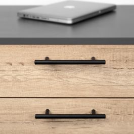 Emuca Lot de 10 poignées pour meubles Orlando, L136mm, entraxe 96mm, Acier, Peint en noir