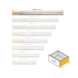 Emuca Lot de 5 jeux de coulisses de tiroirs, roulement à billes, hauteur 45mm, profondeur 650mm, sortie totale, fermeture amortie, Zingué