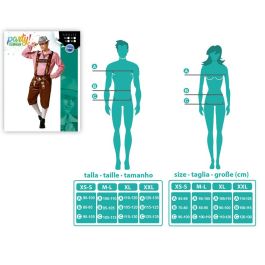 Déguisement Allemand Homme Adulte Marron Taille XS-S pour Carnaval ou Fête de la Bière - Ensemble Chemise et Pantalon en Polyester