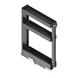 MENAGE CONFORT Botellero Alto Nova Flat, Module 150, Extractible, Finition Anthracite, 3 Plateaux, Rails Grass avec Fermeture Amortie