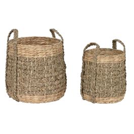 Panier décoratif Home ESPRIT Naturel Tropical 35 x 35 x 45 cm (2 Pièces)