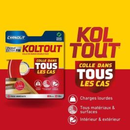 Cyanolit Ruban adhésif double face extrafina haute adhérence discret et résistant CYA3045205072497