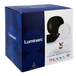 Assiettes Luminarc Carine N&b Blanc Noir verre 19 Pièces