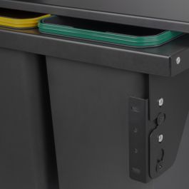 Emuca Bac de tri sélectif pour montage latéral sur meuble de cuisine Recycle 2x24litres, Acier, Plastique gris anthracite