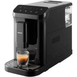 Sencor SES 6000BK - Machine à Expresso Entièrement Automatique avec Panneau Tactile LED, 20 Bars, Broyeur Inox 15 Niveaux, 1,5 L