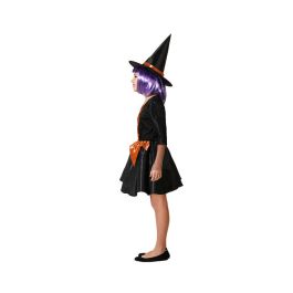 Déguisement Enfant Sorcière Fille Orange avec Robe Courte et Chapeau - Taille 10-12 Ans, Halloween, Polyester