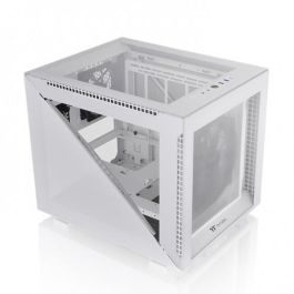 Thermaltake Divider 200 TG Snow - Boîtier PC Micro-ATX/Mini-ITX Blanc, Vitre Trempée Latérale, 1x Ventilateur 200 mm & 1x 120 mm Pré-installés, Ports USB 3.2 Gen 2 Type-C et Type-A