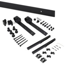 Emuca Kit de quincaillerie pour porte coulissante suspendue Barn en bois, avec fermeture souple, panneaux non inclus, Acier et Plastique, Peint en noir