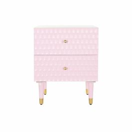 Table de Nuit DKD Home Decor 52 x 42 x 65 cm Métal Rose clair Bois de manguier