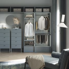 Emuca Lot de 2 rails ronds pour armoires D.28mm longueur 1.15m avec supports, Aluminium et Zamak, Titane