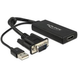 DELOCK Adapter VGA + Audio zu HDMI mit Kabel schwarz