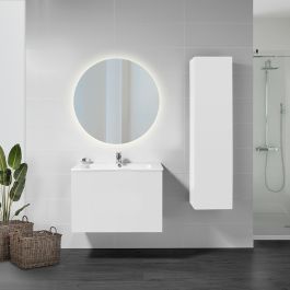Emuca Miroir de salle de bain Cassiopeia avec éclairage décoratif à LED, diamètre 60 cm, AC 230V 50Hz, 20 W + 12 W, Aluminium et Verre.