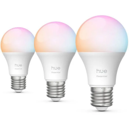 Philips Hue - Pack de 3 ampoules LED connectées A60 - Culot E27 8 W - Blanc chaud à froid 2200-6500K et couleurs - 806 lumens