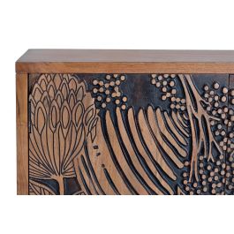 GINER Y COLOMER Buffet en bois d'acacia naturel avec détails noirs et pieds métal - 190 cm