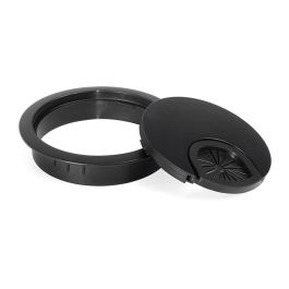 HERRAJES ALK Pasacable Zmk Palma Ø60 H13,5 Negro