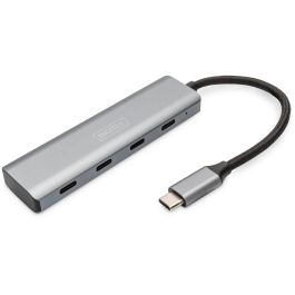 DIGITUS USB-C-Hub 4-Port 3.1->4xC3.1 integr. Kabel silber