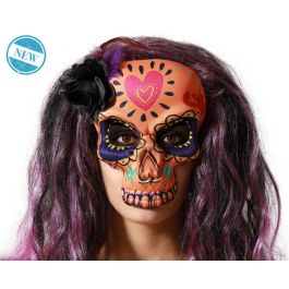 Masque de crâne mexicain orange pour le jour des morts - Décoration florale colorée pour Halloween et fêtes à thème Precio: 1.992. SKU: B16TRFX627