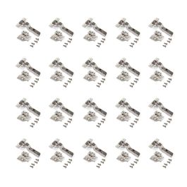 Emuca Lot de 20 charnières super coudées X91N avec embases à visser, Hauteur 0, Acier, Nickelé