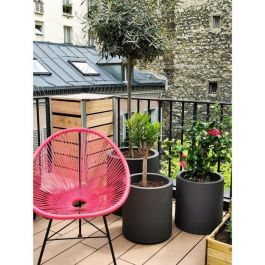 Riviera Contenidor Granito Redondo D40 Gris Gris 100% Recyclable avec Système de Rétention d'Eau