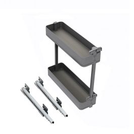 Emuca Porte-bouteilles latéral extractible Harmony avec fermeture amortie, Module largeur 200mm hauteur 700mm, Acier et Bois, Gris anthracite