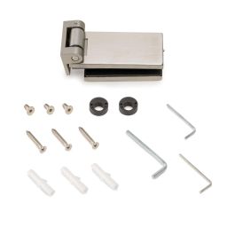 Emuca Charnière pour porte en verre avec garniture en acier inoxydable, charnière horizontale avec embout de 34mm, pour porte de 8-12mm, acier inoxydable