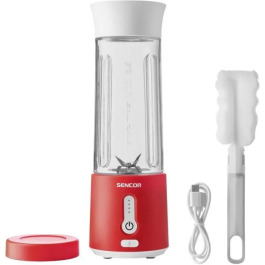 Sencor SBL 134RD Mixeur à Smoothie Portable 150 W avec Récipient 500 ml, Batterie Rechargeable, 20 Cycles, Étanche IPX65, Lames en Titane