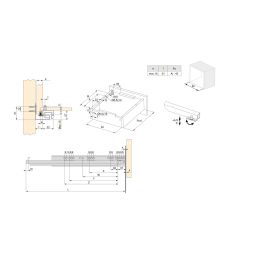 Emuca Jeu de coulisses invisibles Silver, coulisse à sortie totale, push, profondeur 450mm, Acier, Zingué